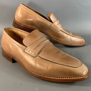 GRAVATI Size 9.5 Tan Beige 17293 Leather Penny Loafer Loafers